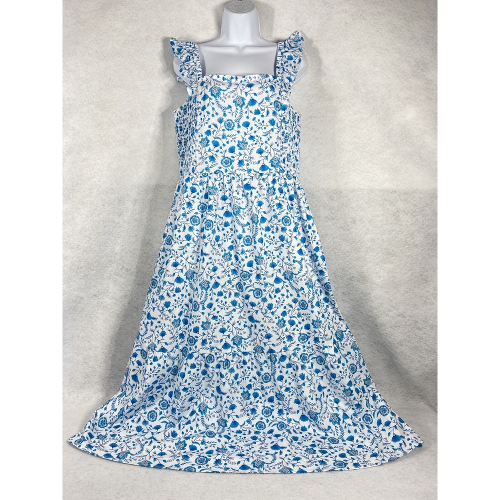 Draper James Dress Women's XL Blue Flutter Strap Midi  Paisley New